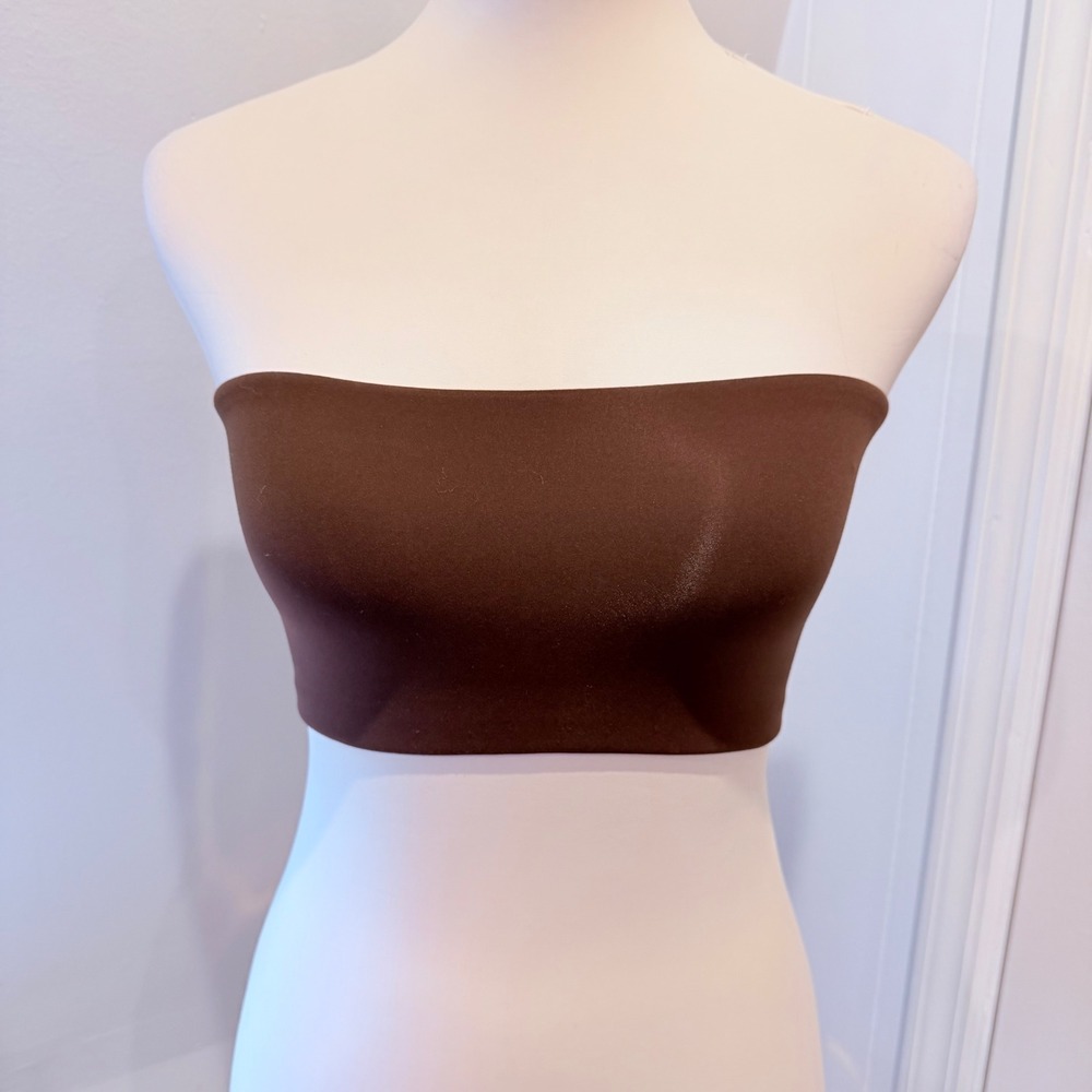 SKIMS Brown Fits Everybody Bandeau Bra Seamless Stretch Top | Size XS